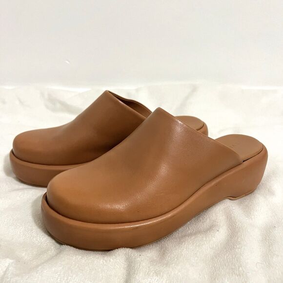 Everlane Shoes Puffa Womens 9.5 Desert Tan Mules Clogs Leather Platform Minimal - Picture 1 of 7